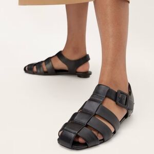 NEW Everlane Black Leather Fisherman Day Sandal in Size 7.5
